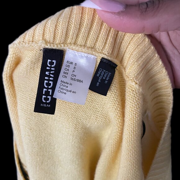 Jacquard-Knit Sweater Vest Pullover Checkered Yellow Crop Top Size S - Picture 6 of 6